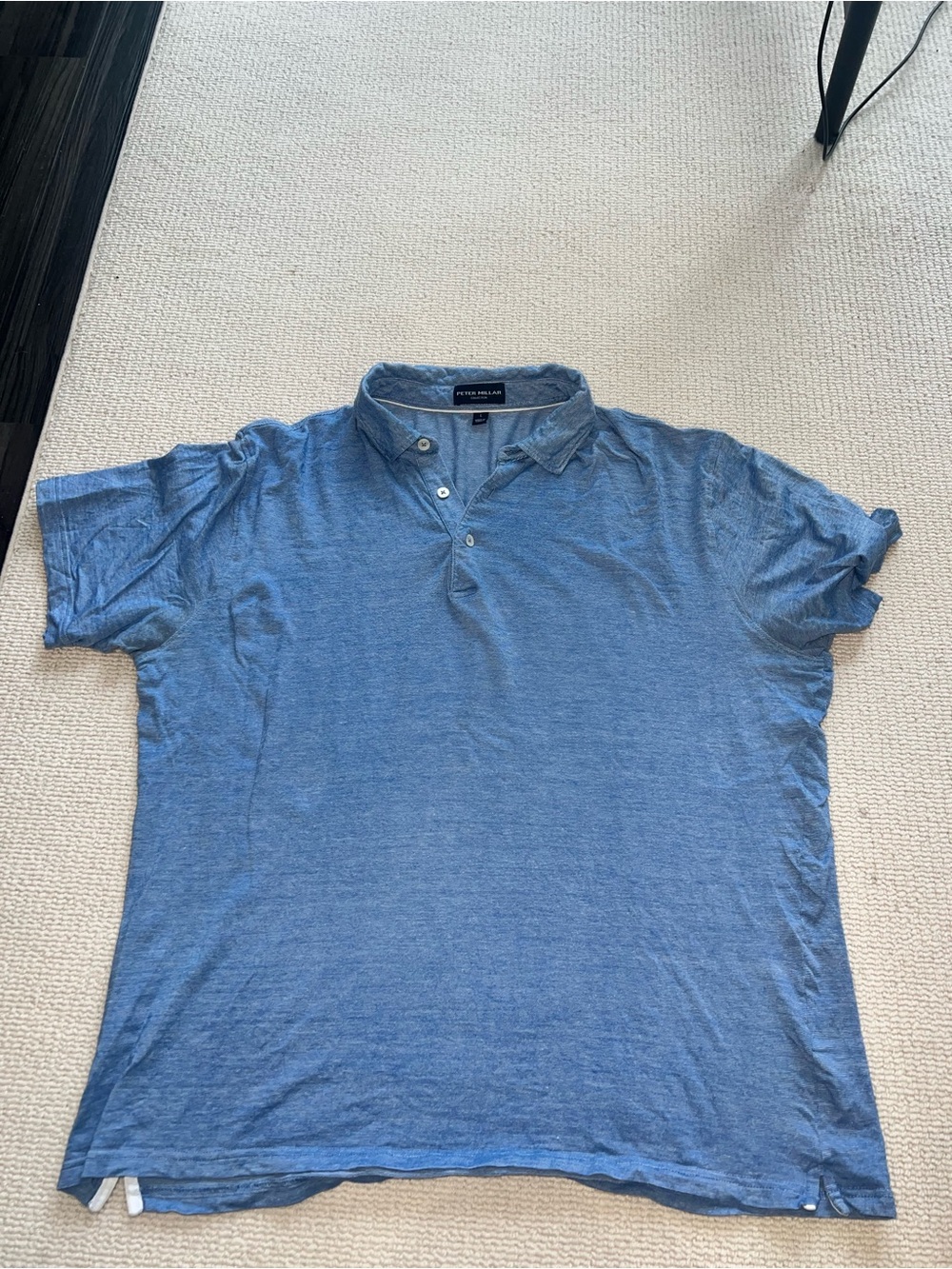 Peter Millar Heathered Blue Short-Sleeve Polo